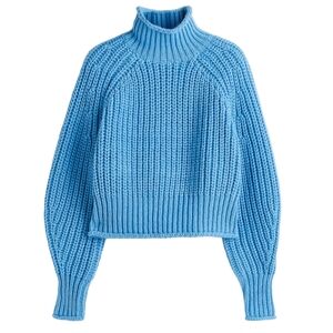 Casual Blue Chunky Knit Sweater